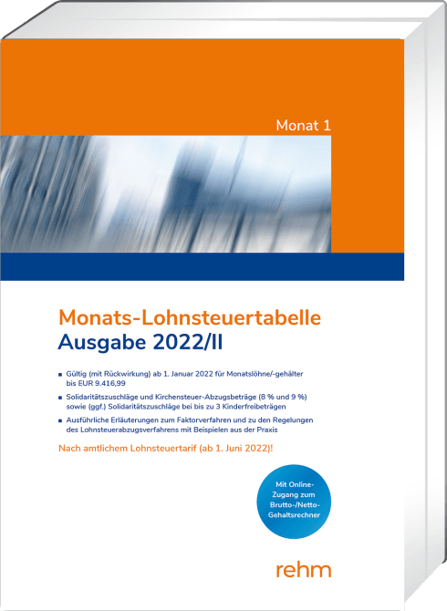 Monats-Lohnsteuertabelle 2022/II 